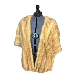 Vintage Honey Blonde Mink Fur Stole – Classic Evening Wrap